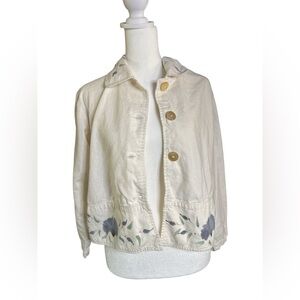 Nomadic Traders Floral Linen Blend Jacket Women’s Small | Painterly Print | Boho